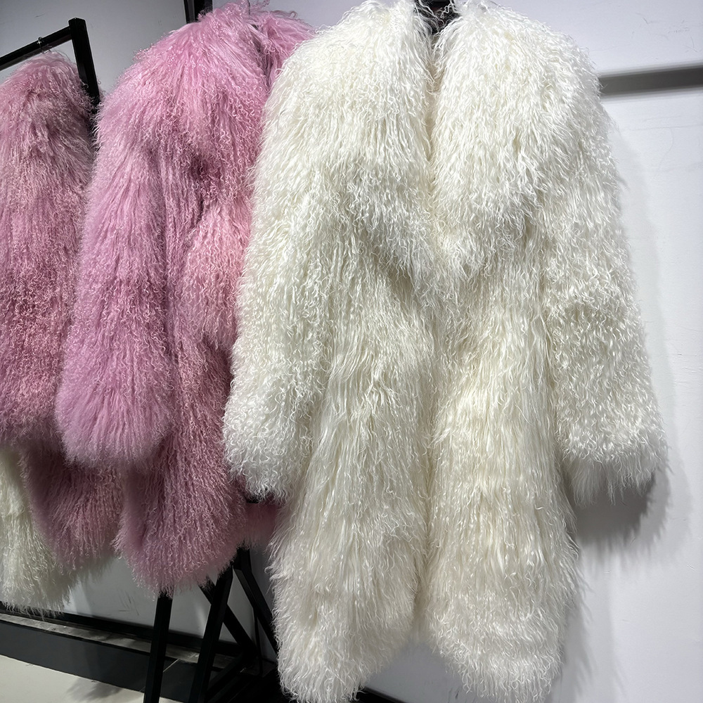 135140cm Floor Length Real Mongolia Sheep Fur Coat Women Winter Fluffy Warm Fur Coat for Party Ladies Overcoat 251014