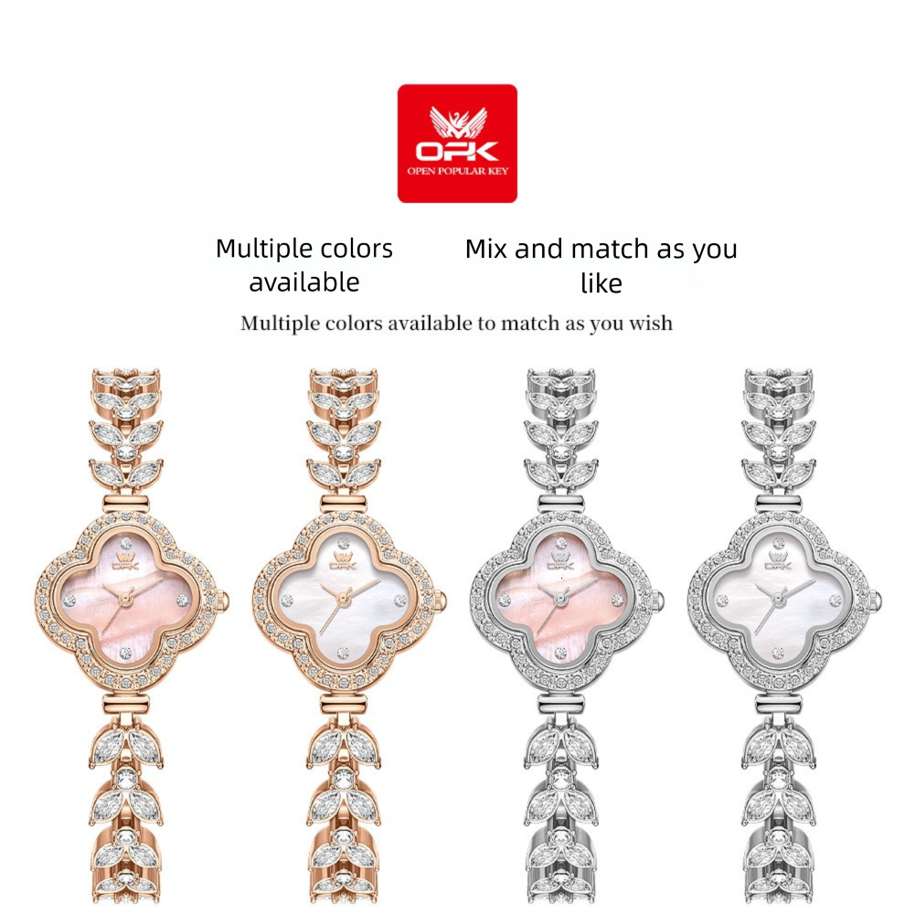 OPK Designer Women's Watches Free Shipping Wholesale Clovers Watches For Women, Diamond-encrusted Bracelets, Waterproof Watches For Women