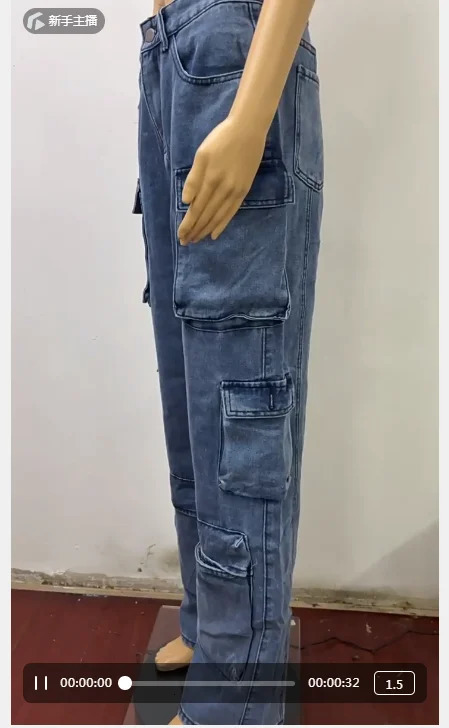 Trendy American Retro Handsome Streetwear Womens Fashion Jeans Flip Pocket Denim Cargo Pants High WaistWashed Hiphop Chic Jeans 251209 - view 7
