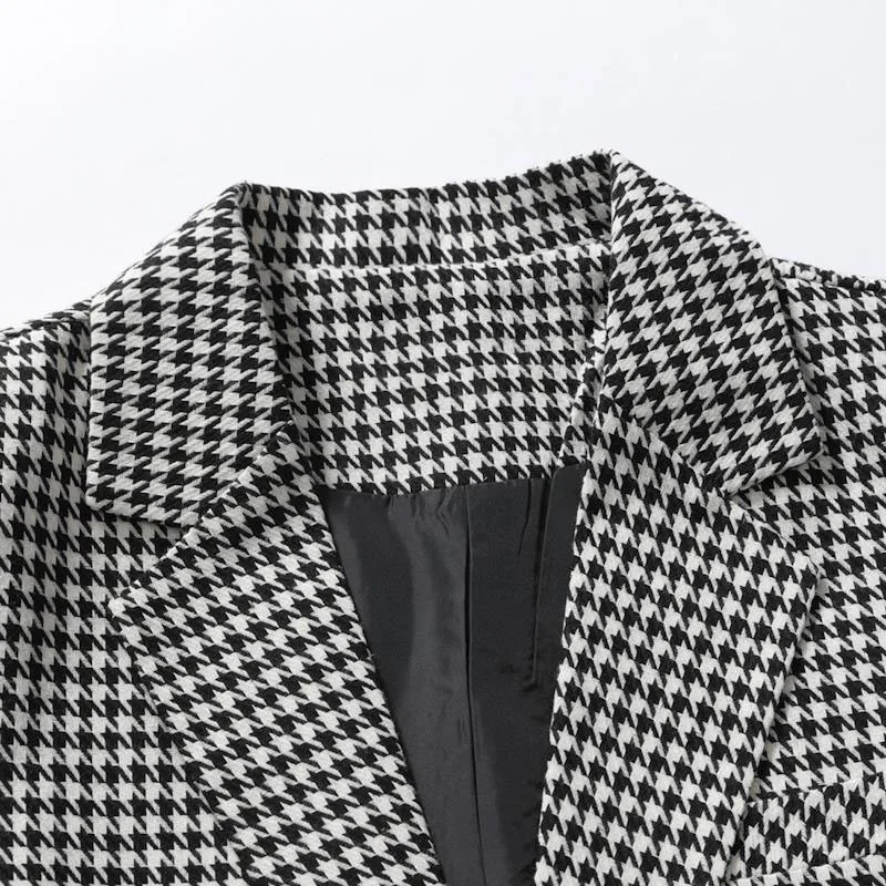 Mens Street Style Checkered Blazer - Loose Fit Casual Suit Jacket Spring Autumn Wear 251211