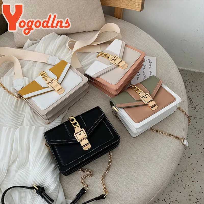 Yogodlns Small Summer Contrast Color PU Leather Crossbody Bags For Women New Chain Shoulder Messenger Handbags Lady Hand BagT251213