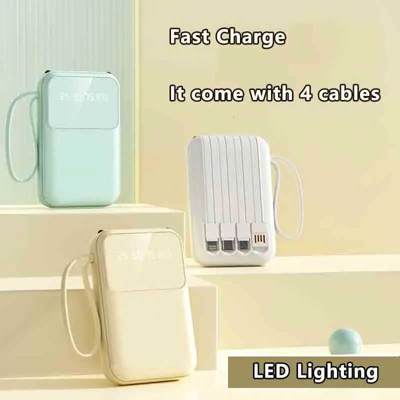 For 20000mAh Portable Mini Power Bank er Fast Charge built-in 4 Cables Digital Display for Huaewei iPhone/ H251213