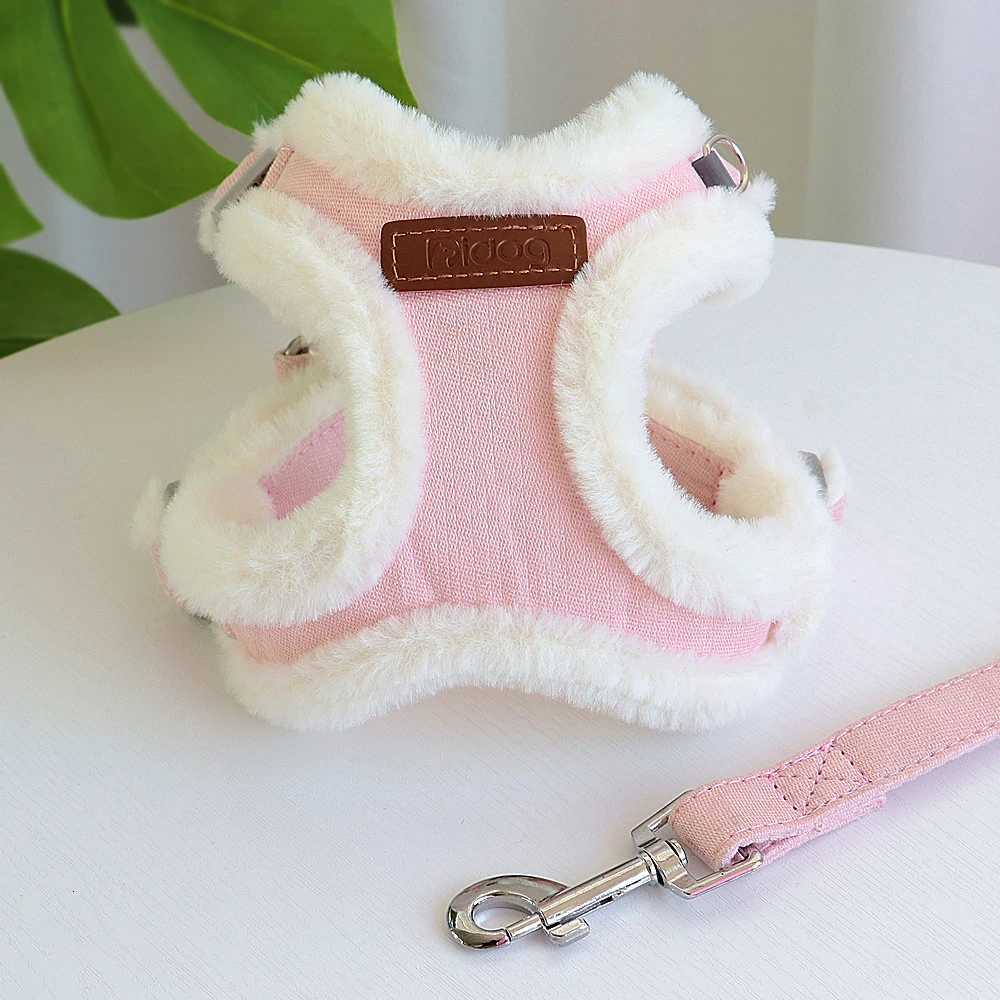 Warm Winter Dog Harness Leash Set Soft Fur Padded Dogs Cat Vest Harness With Pet Lead Rope For Small Medium Large Dogs Chihuahua M251213