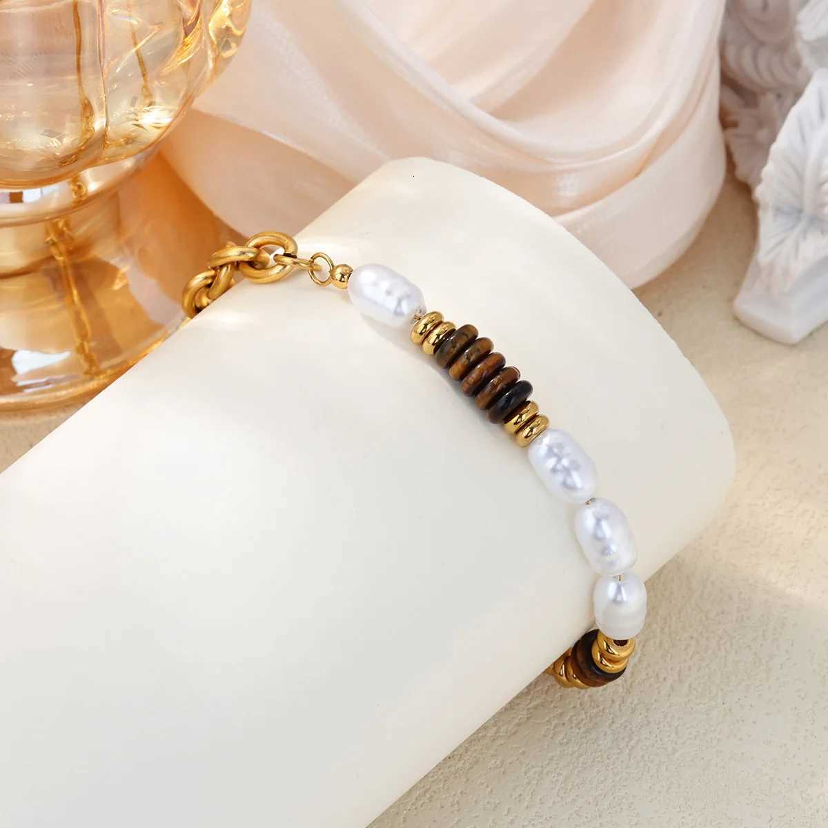 Free Shipping Fashion Beads For Women Stainless Steel Gold Color Chain 2025 New Party Wedding Couple Jewelry M251213