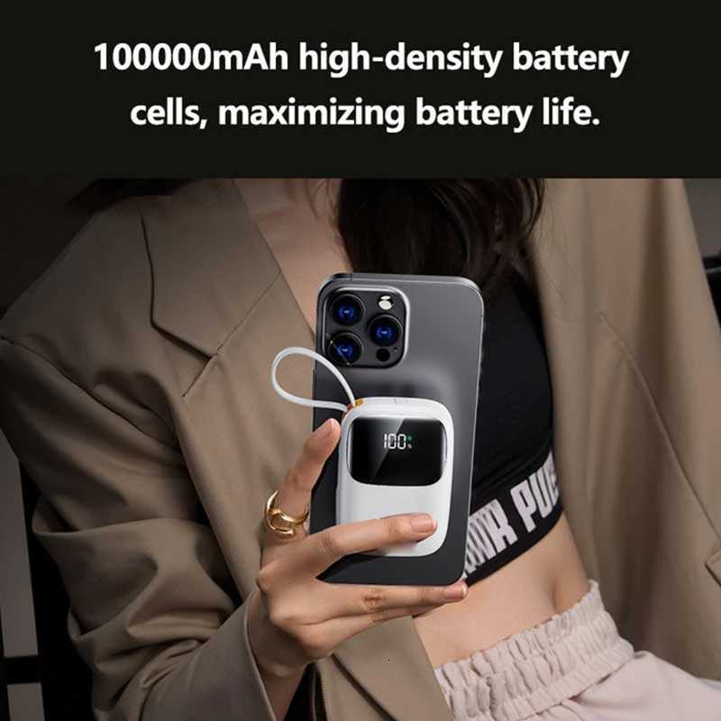 500000mAh High Capacity Power Bank Built in 3 Cables 120W er Fast Charging with DIgital Display Powerbank for iPhone H251213