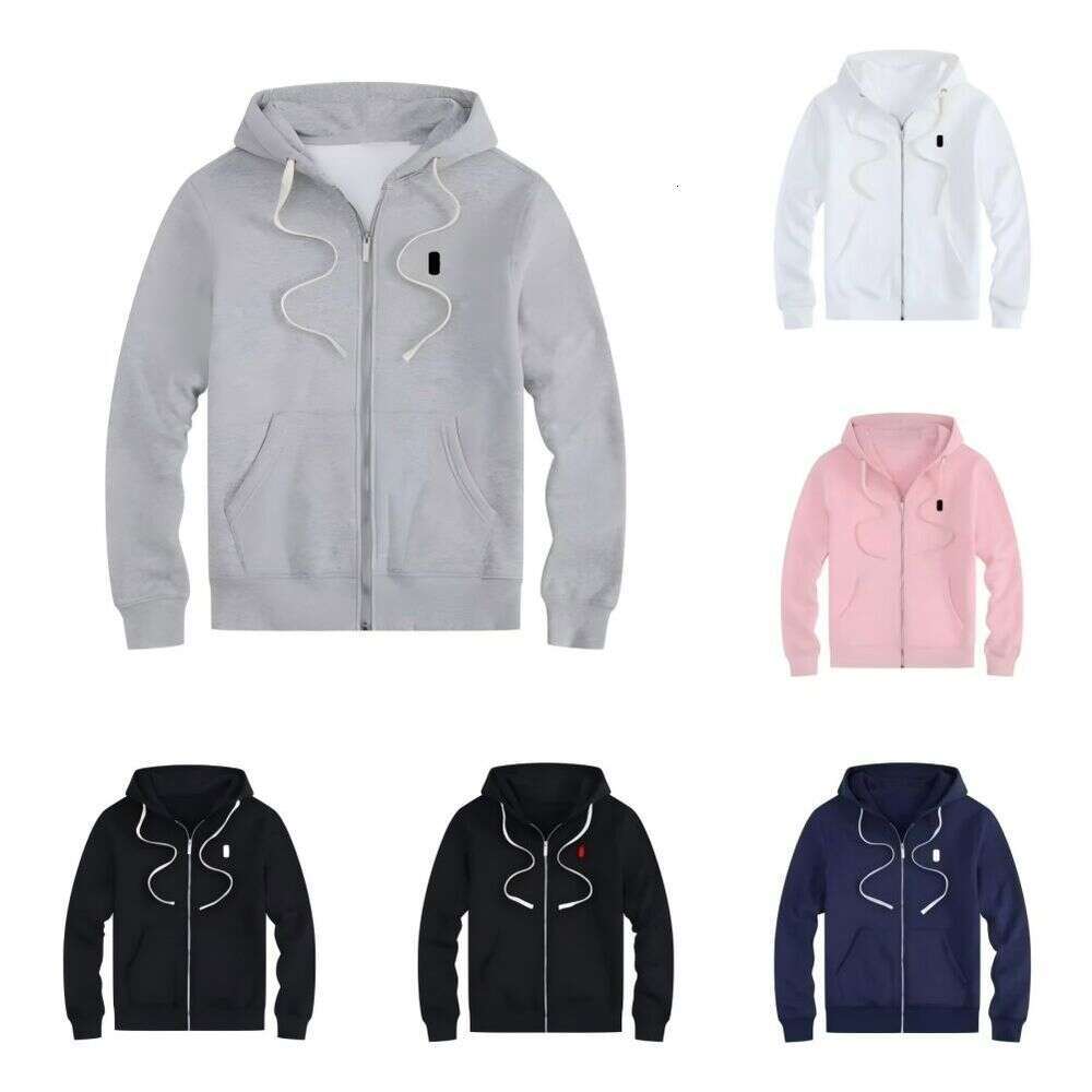 Luren Hoodie Mens Pullover Polo Sweater Fashion Vintage Street Zipper Jacket Casual Simple Pure Color Pony Tracksuit Outdoor Jogging Ralf Loren Sweatshirt C10