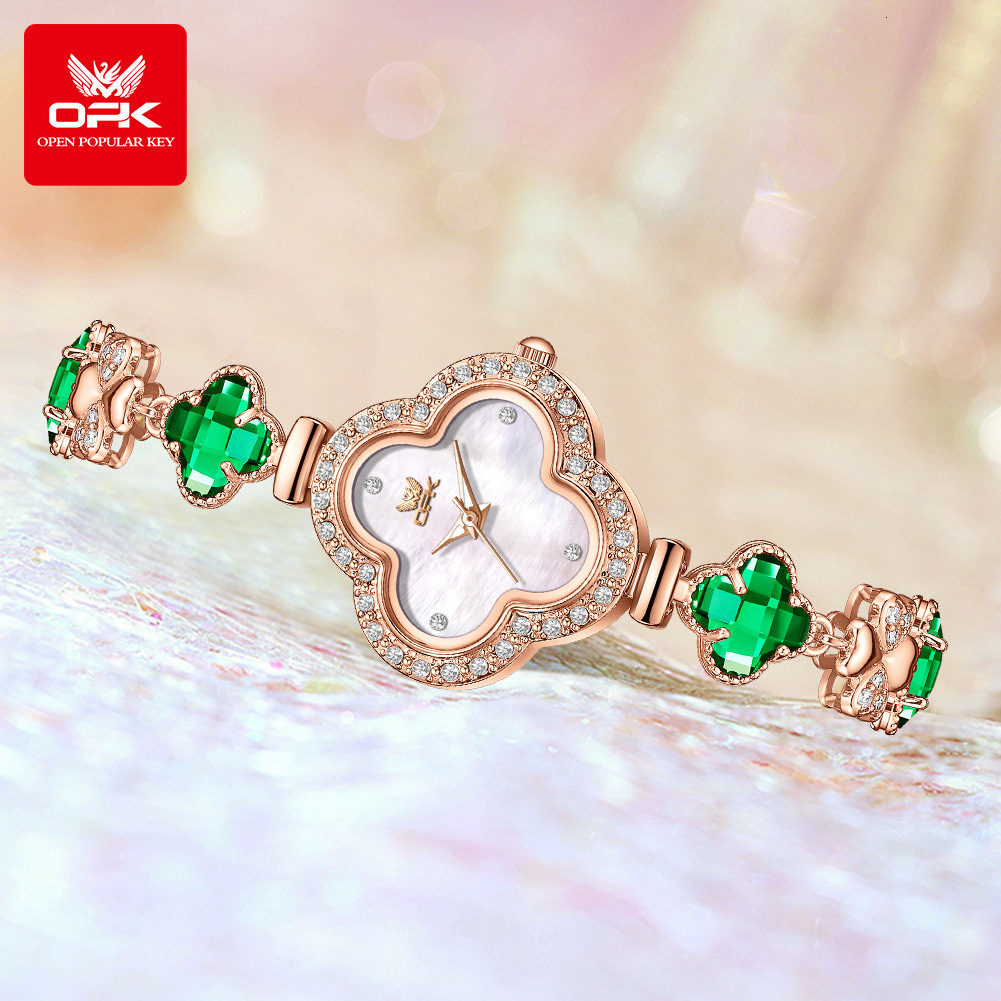 OPK Designer Women's Watches: High-value, Fashionable And Light Luxury Quartz Watches And Diamond Waterproof Four-leaf Clover Women's Watche