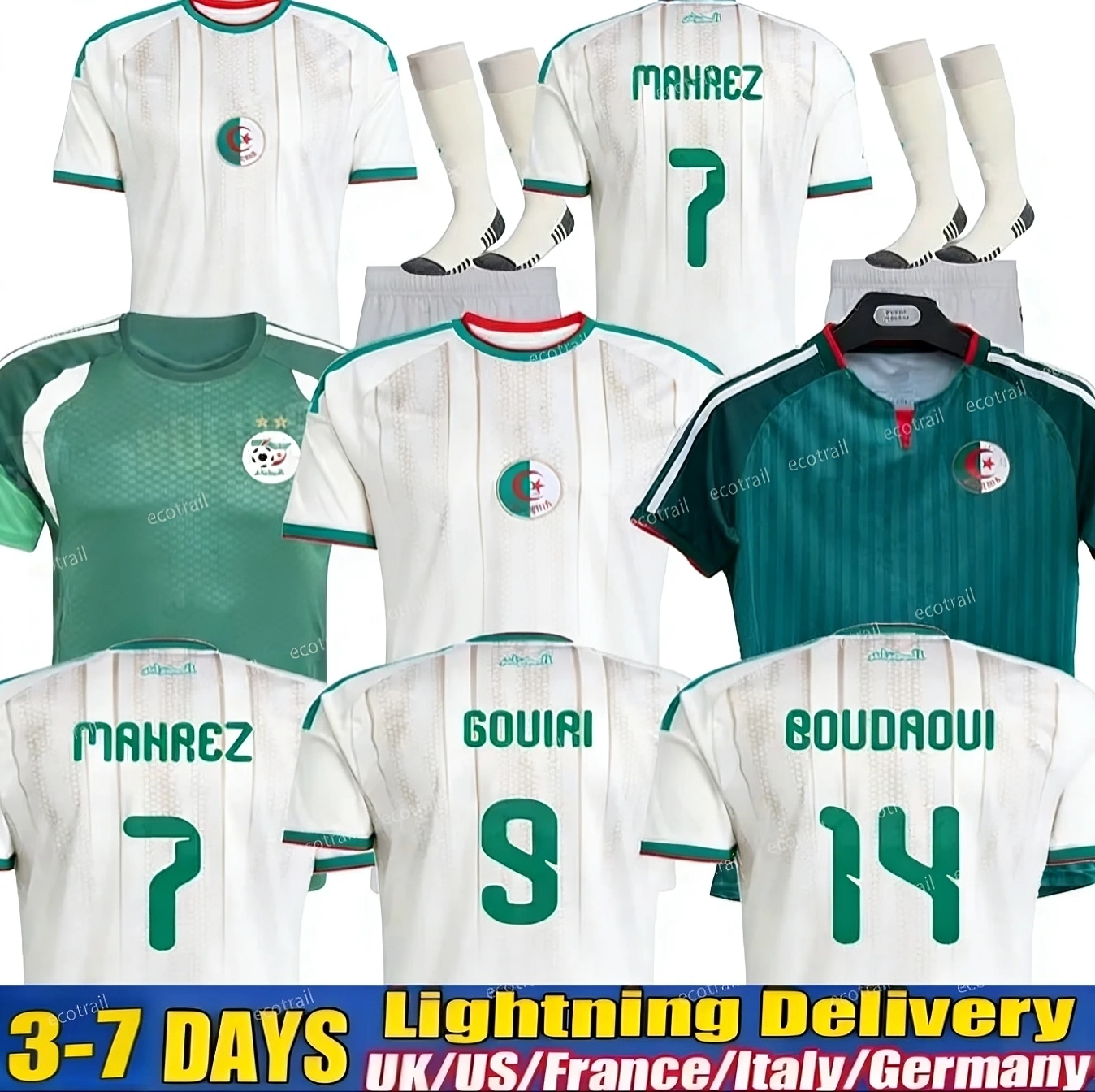Algeria 2026 soccer jersey 26 27 Gouiri Amoura Hadj Moussa Boudaoui Houssem Aouar Rayan Ait-Nouri Benrahma Ramiz home away Camisetas football shirt men kids