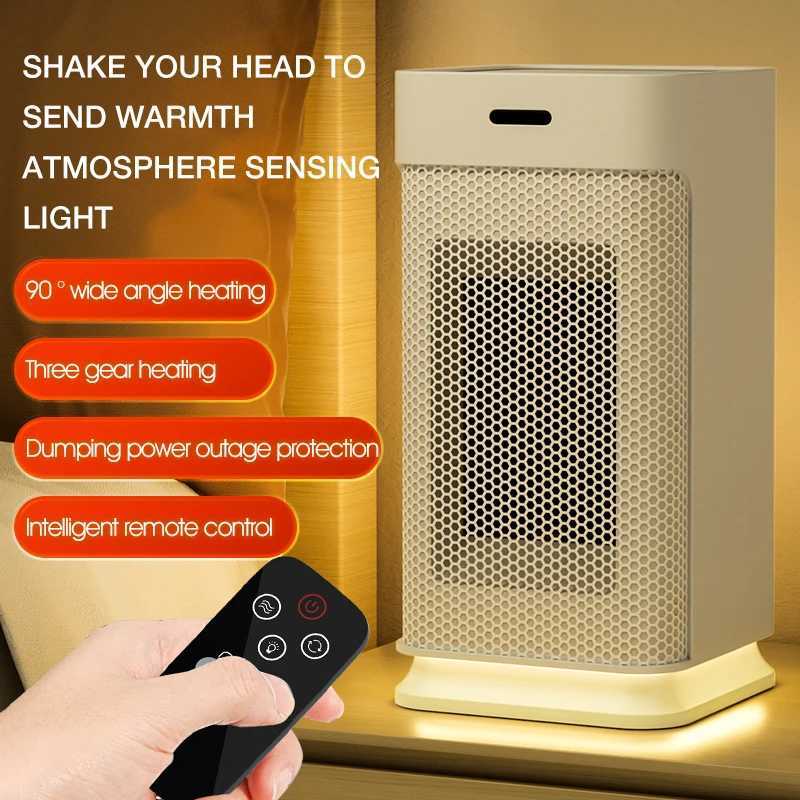 Portable PTC ceramic electric heater with multi-stage adjustment silent small household fan and night light heater Y251213