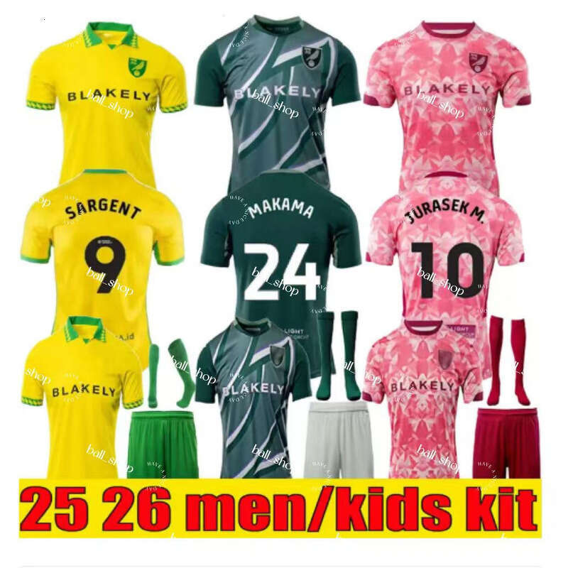 Norwich 25 26 CitIes shirt SARGENT EMILIANO GRIMSHAW KVISTGAARDEN MAKAMA DARLING Soccer Jerseys men Home Kit 2025 2026 football jersey kit tops set