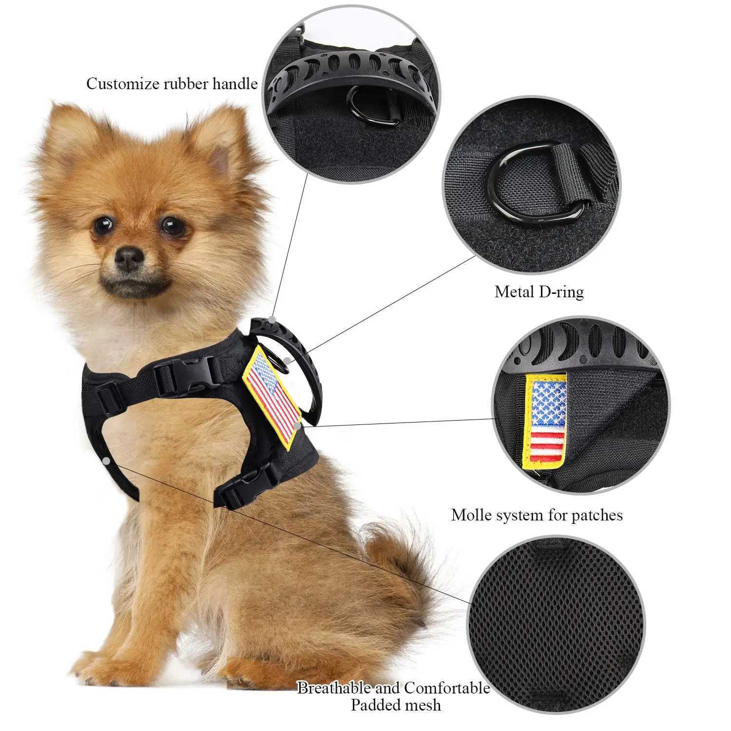 Tactical Puppy Harness Leash Set For Small Dogs Adjustable Cat Harnesses Vest For Training Walking Military Cats Dog Accessories M251213