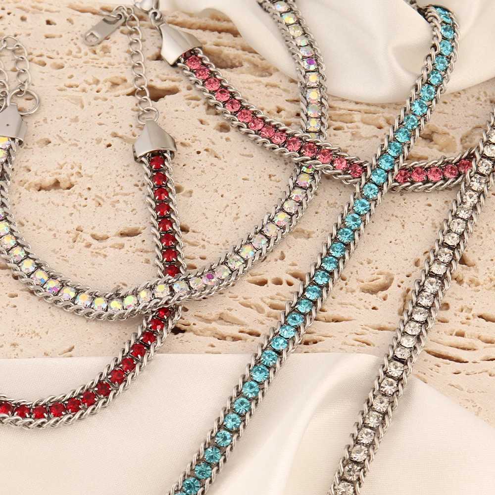 316L Stainless Steel For Women Luxury Tennis Chain Color Crystal Zircon Chain s Jewelry M251213