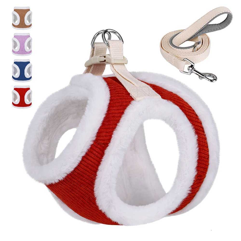 Winter Warm Dog Harness Leash Set Soft Plush Cat Puppy Vest For Small Medium Dogs Chihuahua Yorkie Harnesses With Matching Lead M251213