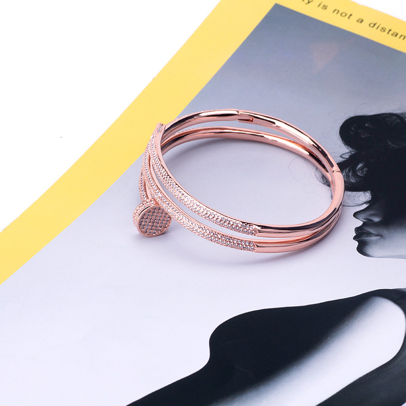 New Copper Plated Zircon Inlaid Original Buckle Nail Bracelet Personalized Gold Plated Inlaid Diamond