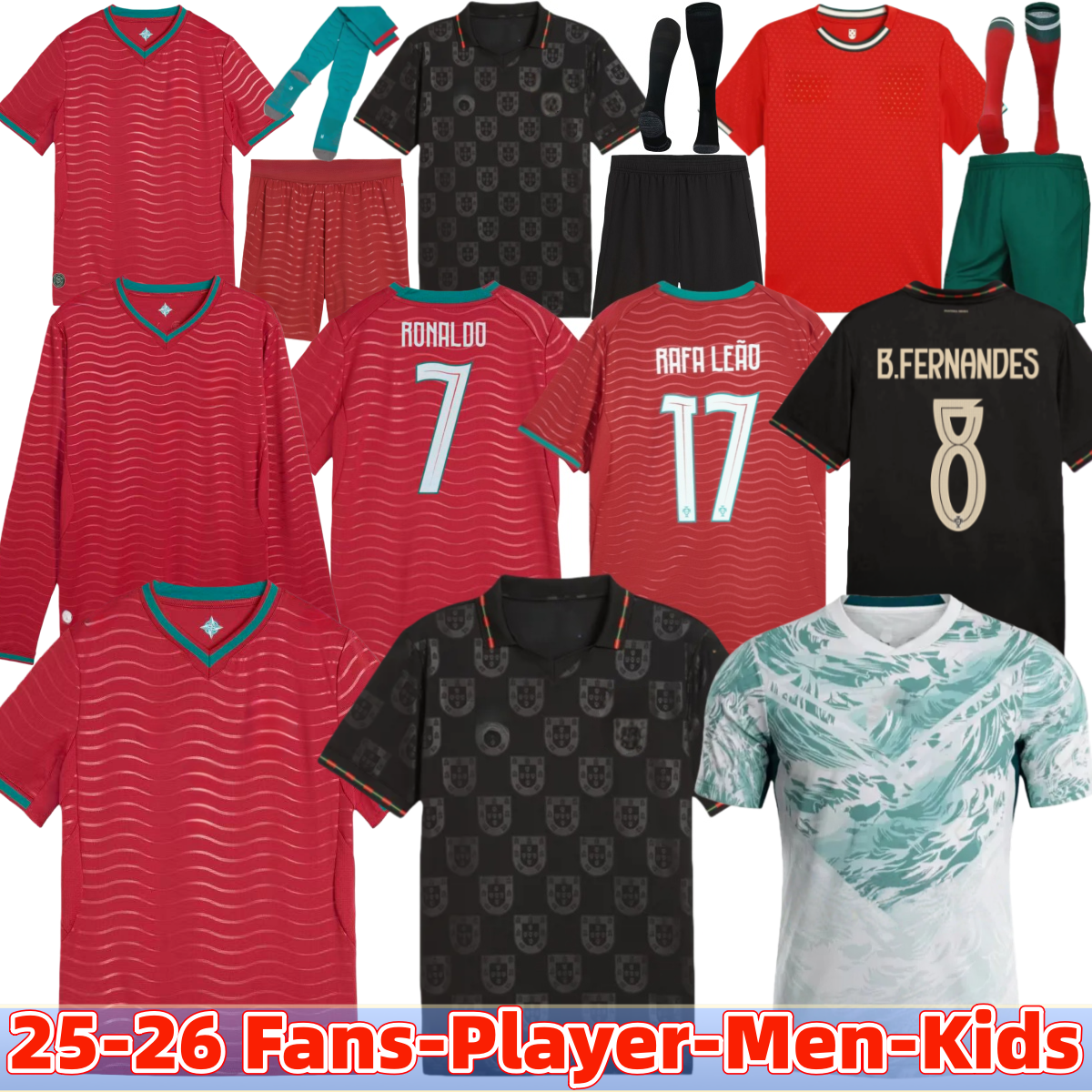 2026 Portugal Ronaldo football shirts Al Nassr FC Soccer Jerseys B.FERNANDES BERNARDO 26 27 Riyadh Ronaldo Men kit Portuguese Child Shirt Kits Player 3XL 4XL