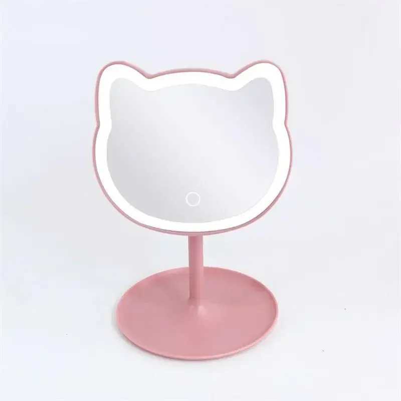 Desktop Cartoon Cat Led Light Makeup Mirror Portable Fashion Mini Electric Cosmetic Mirror for Personal and HomeT251213