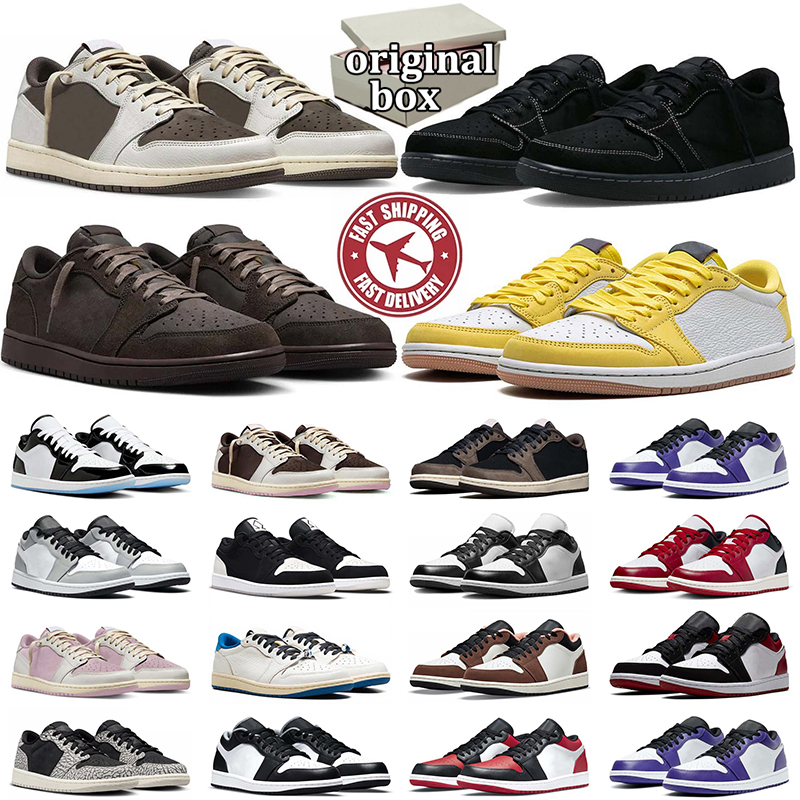 Designer 1s Low Basketball shoes OG Black Phantom Triple White Bred Toe Light Smoky Grey Mens Womens trainers Outdoor sneakers