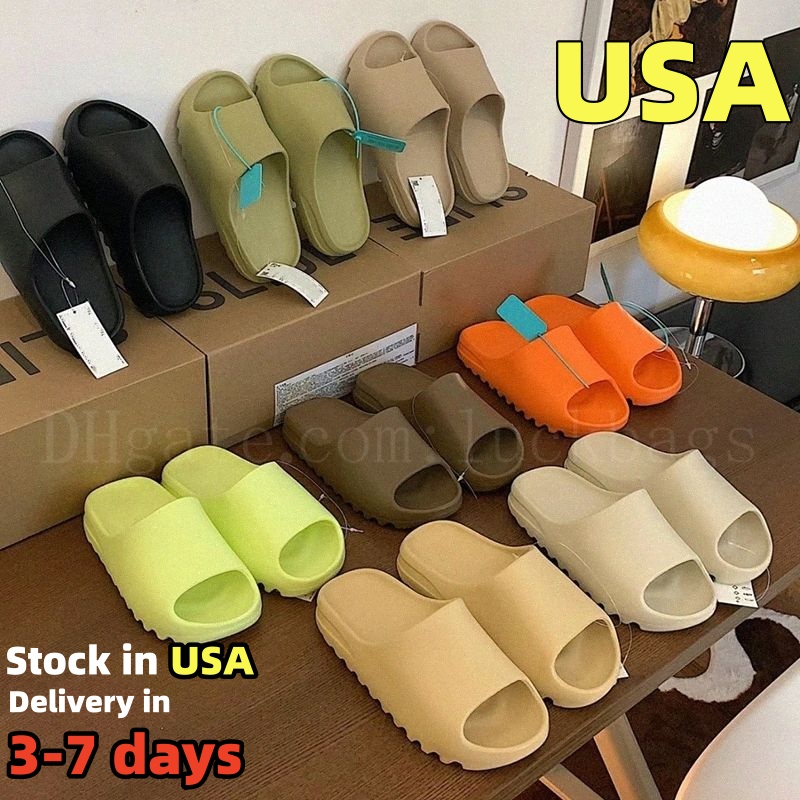 Designer Foam Slides Slippers Eva Mens Womens Comfortable Sandals Glow Green Soot Onyx Black Bone Resin Desert Sand Pure SlideTkF4#