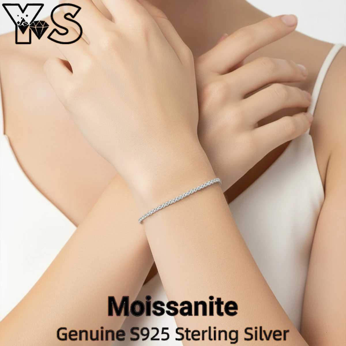 S925 Silver Sparkling Moissanite Tennis 2mm Diamond Minimalist Luxury Jewelry Women Girls Hip Hop Style Everyday Gift M251213