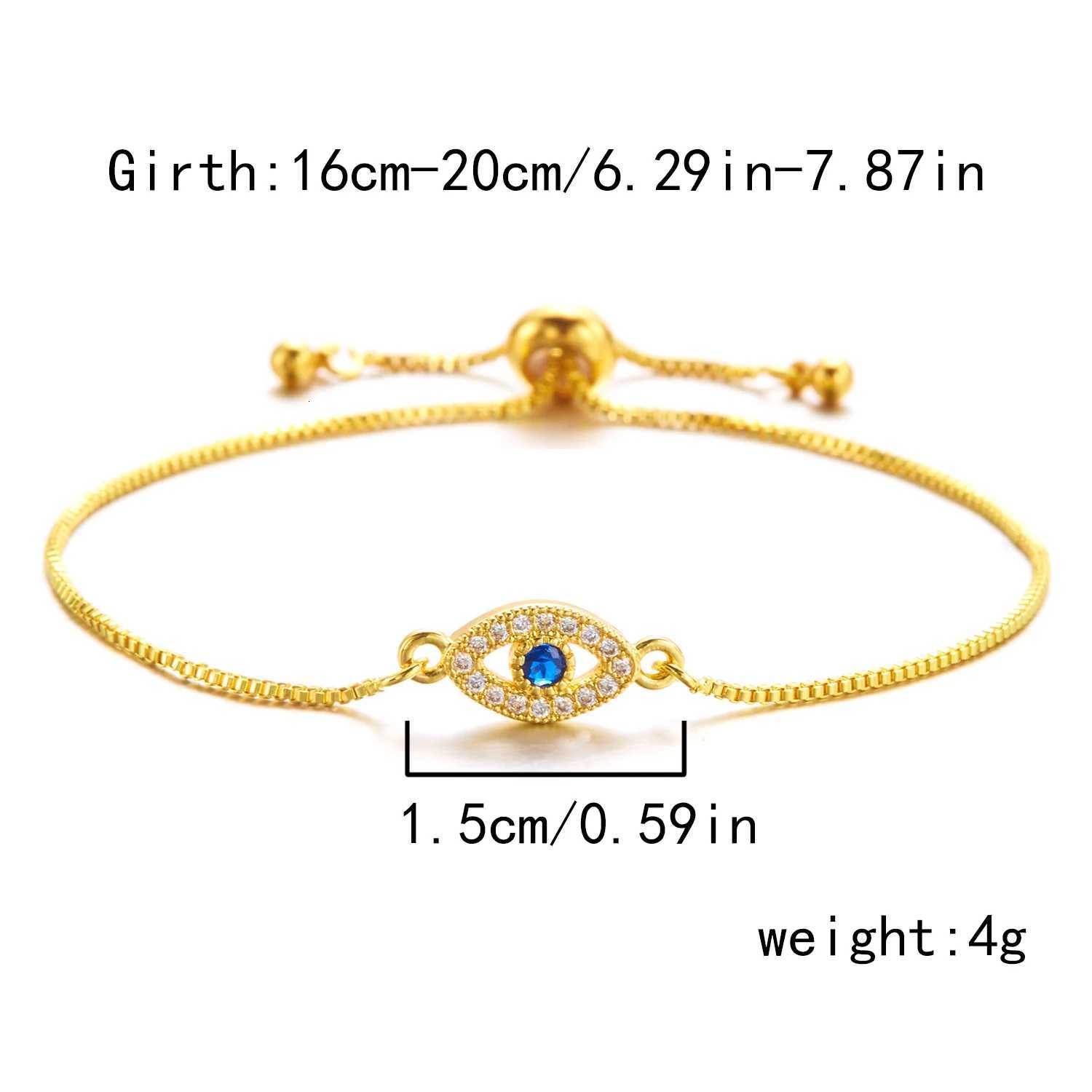 Luxury Gold Color Zircon Evil Blue Eye Bangle Fashion Lucky Jewelry Women Gift Adjustable Handmade M251213