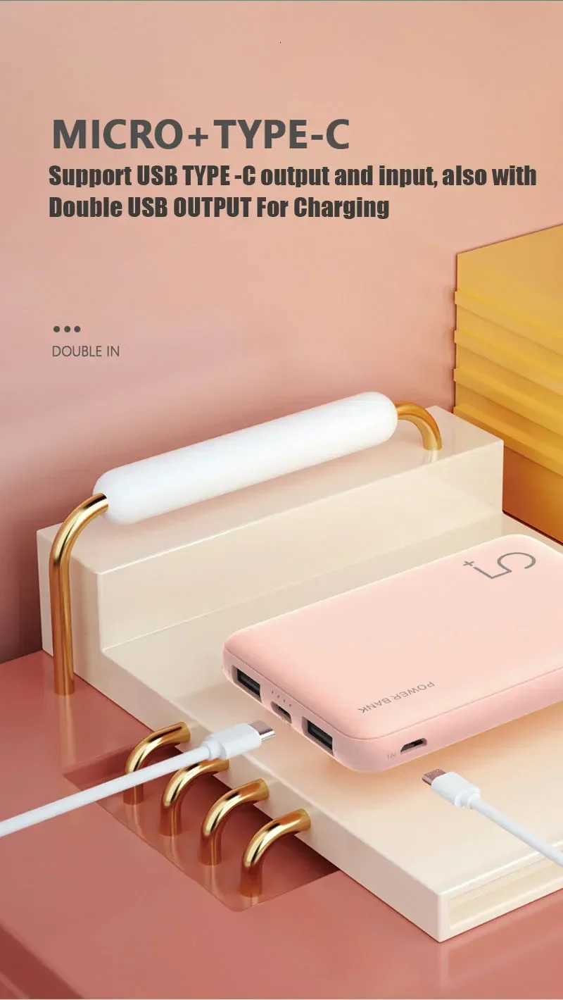 tra Silm External Battery Polymer 5000mAh Power bank Portable Phone Charger Type C Power Bank For iPhone Mi Power bank H251213