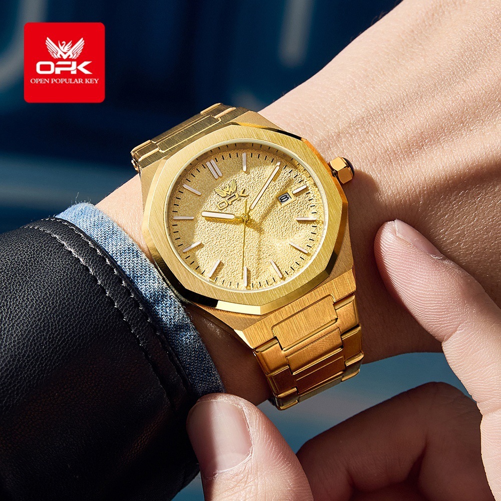 OPK Designer Men's Watches Free Shipping Wholesale, Fashionable And Simple Outdoor Sports Octagonal Watches, Calendar Luminous Quartz Watches