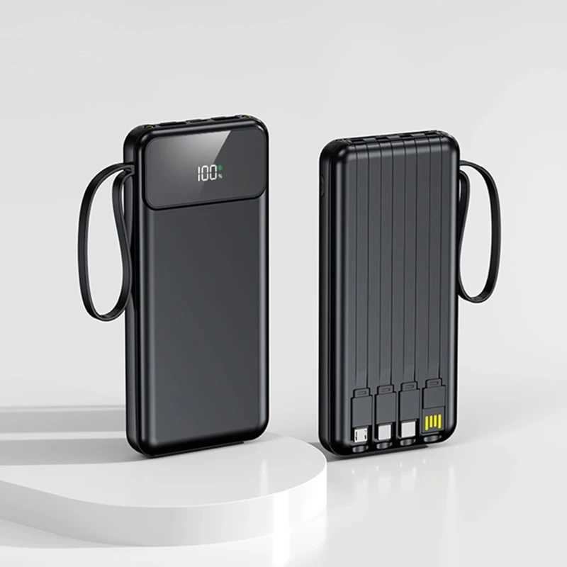 100000mAh 4in1 Power Bank With Built-in Cable Large-capacity Cpact And Portable Power Bank for iPhone 17Prax H251213
