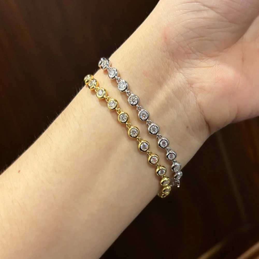 NKHOG 5mm Full Moissanite Bubble s For Women 925 Sterling Silver Double Color Lab Diamond Bangle Party Jewelry Wholesale M251213