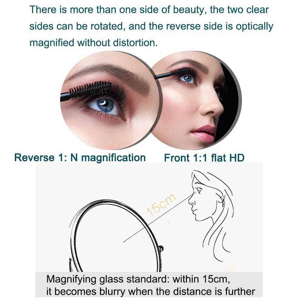 Golden Wall Folding Makeup Mirror Double Side Fill Light Magnifying USB Charging Led Tricolor Dimming Bathroom Cosmetic MirrorsT251213