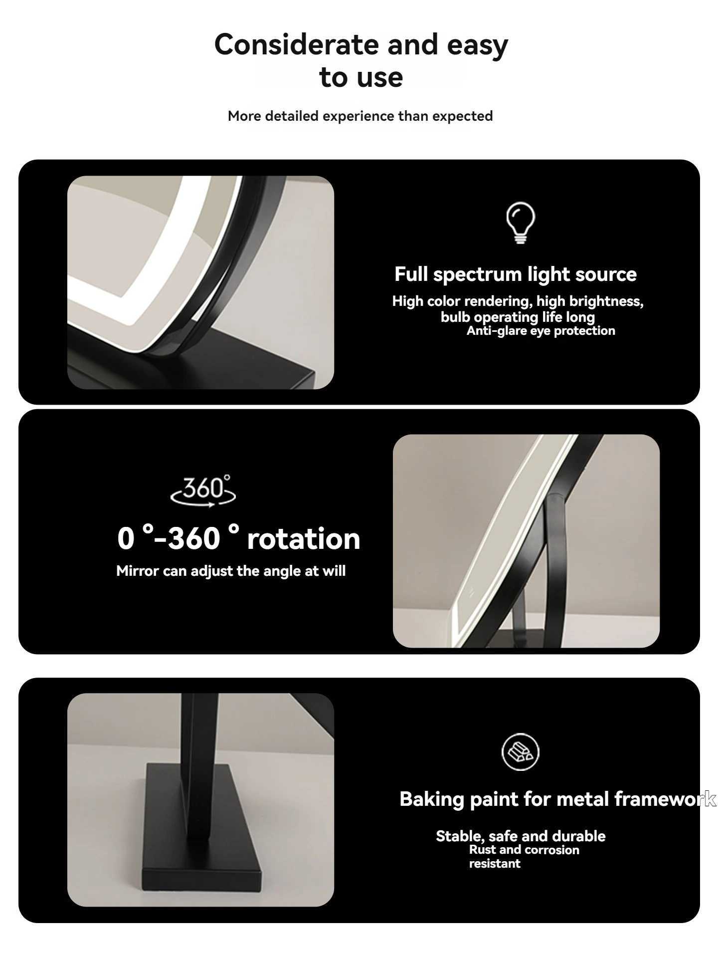 Clouds True HD LED Makeup Mirror Desktop Smart Bedroom Home Simple Shape with LightsT251213