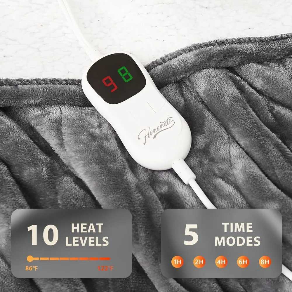 Electric Heated Blanket Twin Size 62x84 Inches with 10 Heat Levels Auto Shut-Off and Overheat Protection - Ultra Soft Flannel Y251212