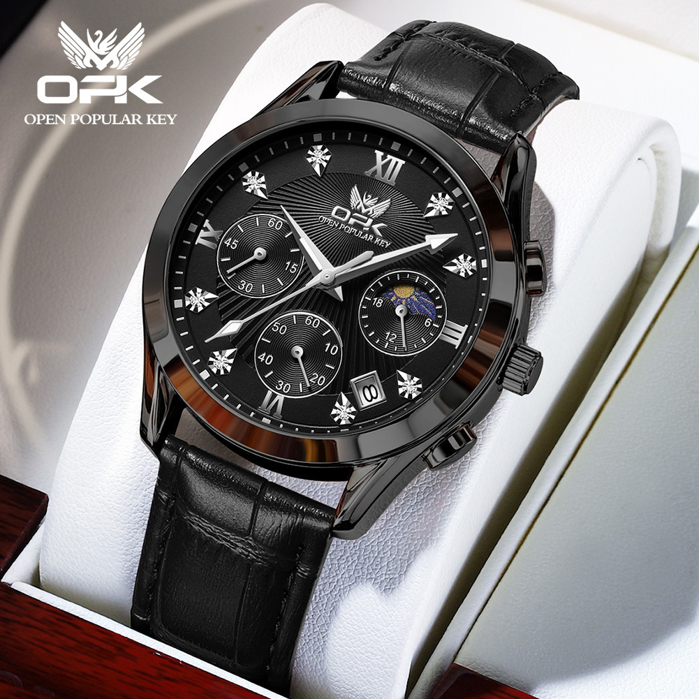 OPK Designs A Fashionable And Luxurious Outdoor Sports Watch, A Multi-functional Three-eye Six-hand Chronograph, Waterproof And Luminous Men's Wr
