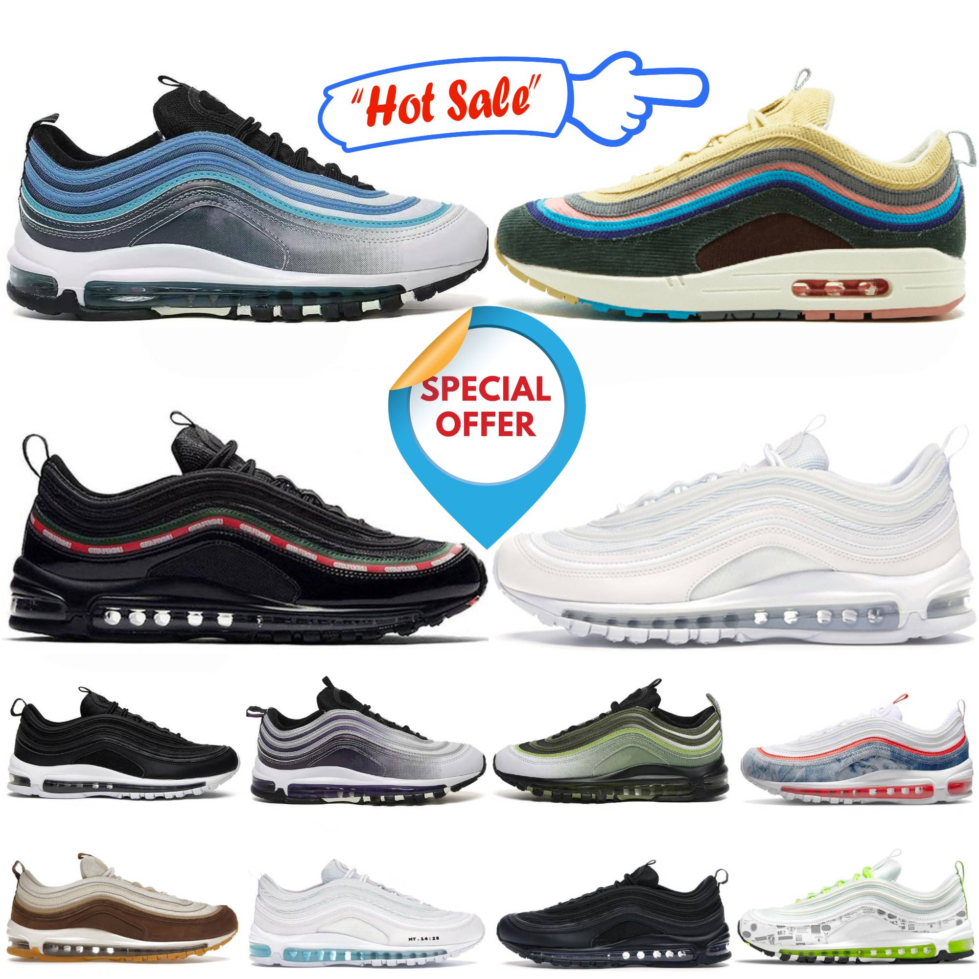 2026 designer shoes 97 97s og running shoes men women Triple Black White Sean Wotherspoon Silver Gold Bullet University Red Volt mens outdoors trainers Sneakers 36-47