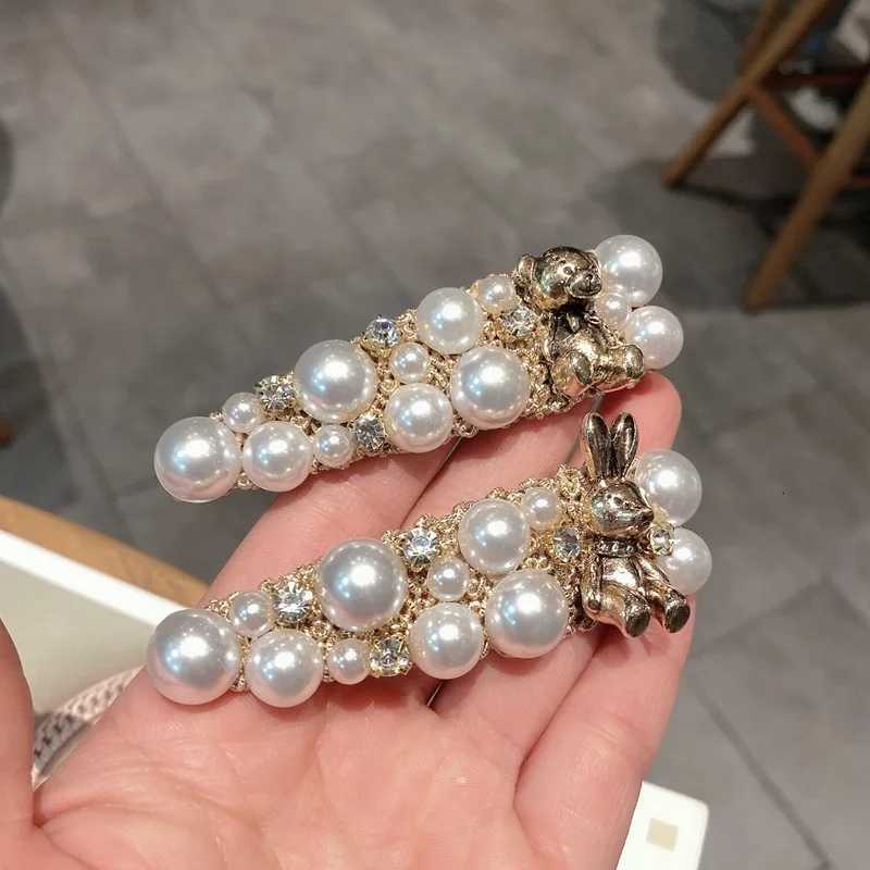 Wen Pearl Bear Barrette Hair Clip Pin Luxury Handmade s Alloy Rhinestone Pearl Hairpins Hairgrips Hair Jewelry Wholes Y251213