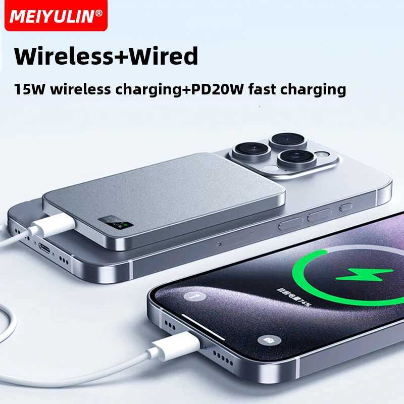 10000mAh Thin Magnetic Wireless Power Bank 5000mAh Portable USB C Fast Charging External Battery for iPhone 16 15 H251213