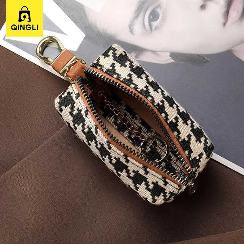 New Fi Houndstooth Key Bag for Wen Mtifunctial Card Bag Coin Purse Lipstick Earphe Car Key Storage Bag Key Wallet Y251213