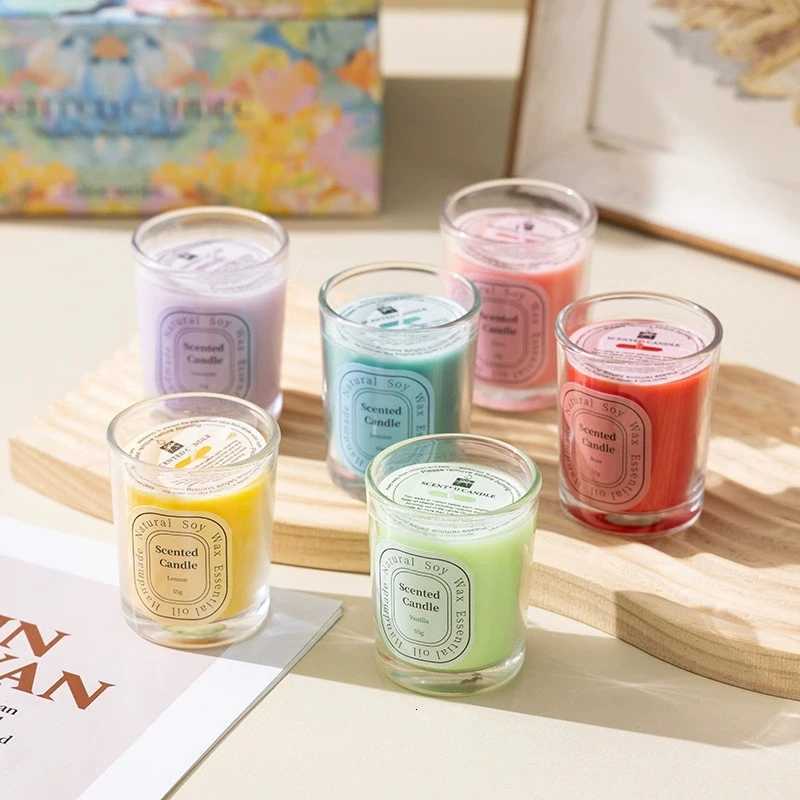 1Pc Dopamine Soy Wax Scented Candle - Colorful Cup Lavender Jasmine Lemon Aromatherapy Home Bedroom Decor Valentines Day Gift H251213 W260303