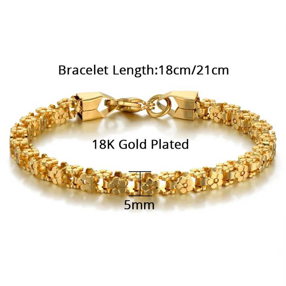 Punk Flower Shape Box Chain Female Gold Silver Color Stainless Steel Chain Link for Women Jewelry Braclet 2025 M251213