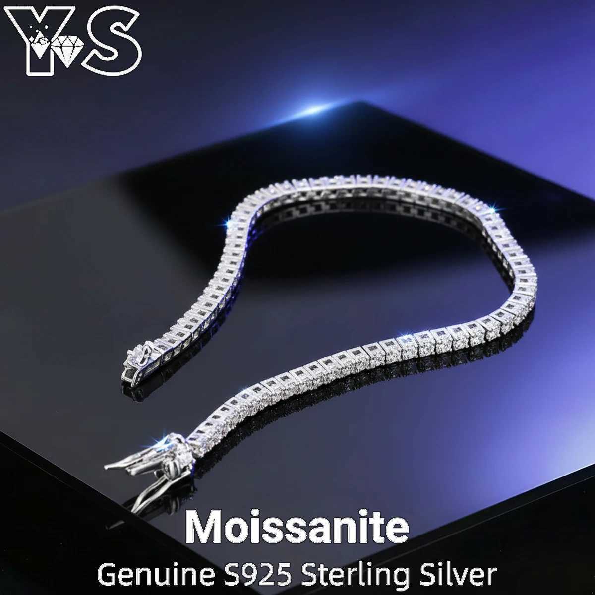 S925 Silver Sparkling Moissanite Tennis 2mm Diamond Minimalist Luxury Jewelry Women Girls Hip Hop Style Everyday Gift M251213