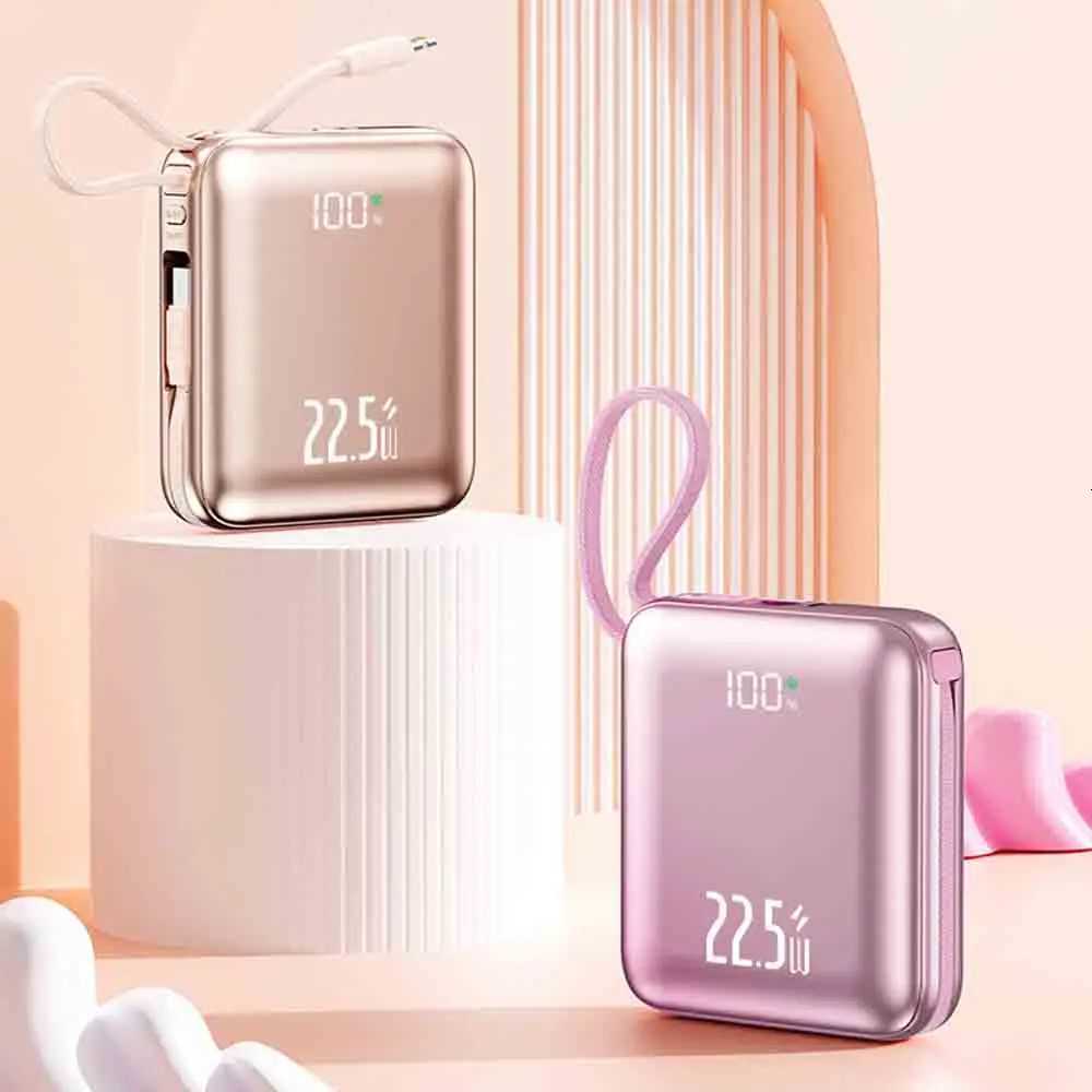 Mini Cute Power Bank 20000mAh CCC Certificated External Battery Built-in Cable 225W Fast Charging Battery for IPhone H251213