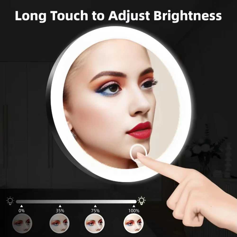 10CM 30X Magnifying Mirror With Tweezers Travel LED Makeup Mirror 3 Suction Cups Rechargeable Dimmable Magnified Vanity MirrorT251213