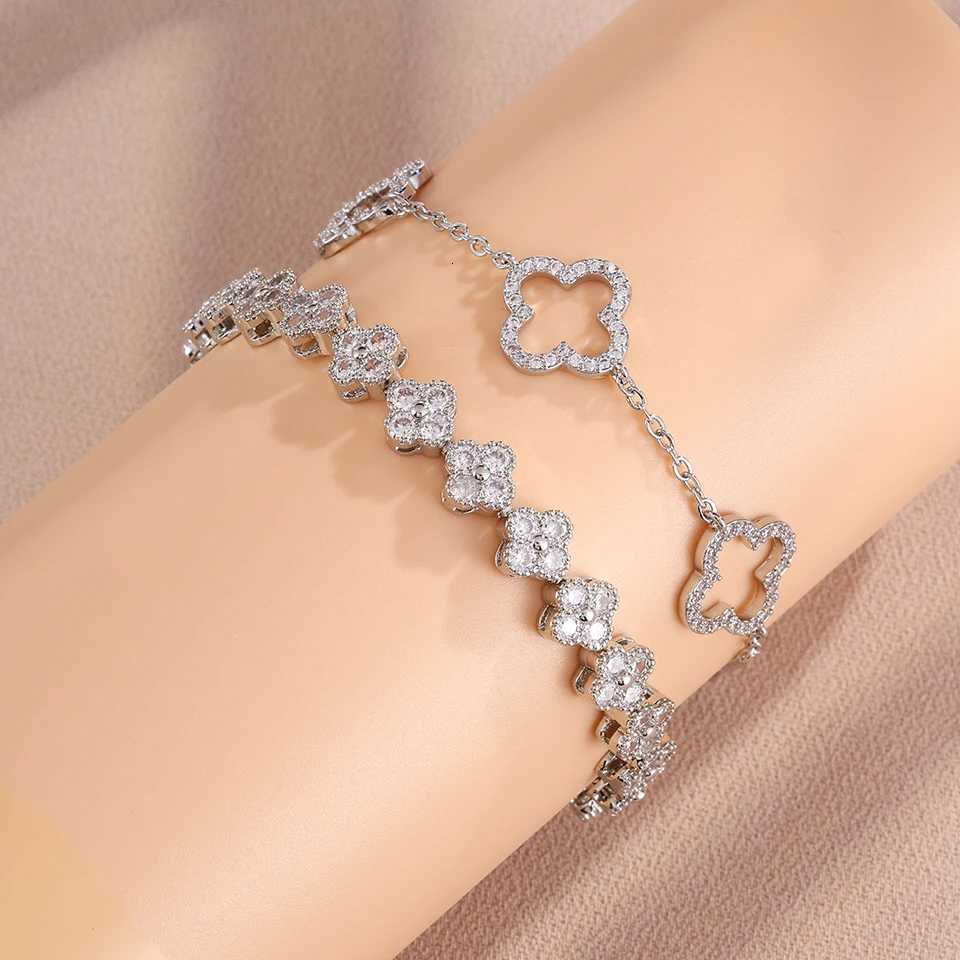 Yupsk 2 Pieces Shiny Zircon Flower Bangle Stackable Jewelry Set for Women Chic Colorful CZ Jewelry M251213