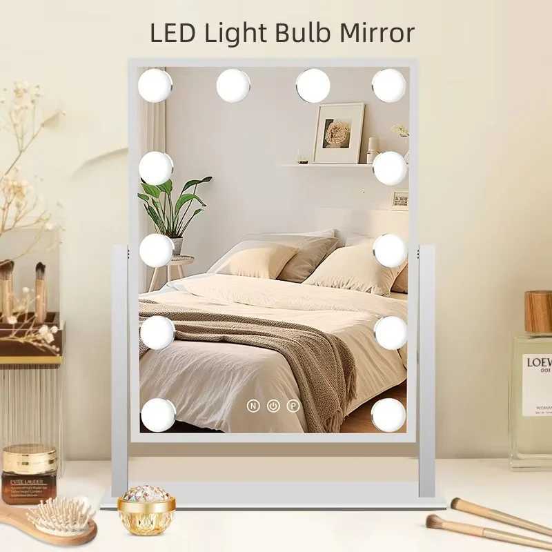 LED Light Bulb Mirror Portable Mirror Metal Smart Dressing Mirror Beauty Cosmetic MirrorT251213