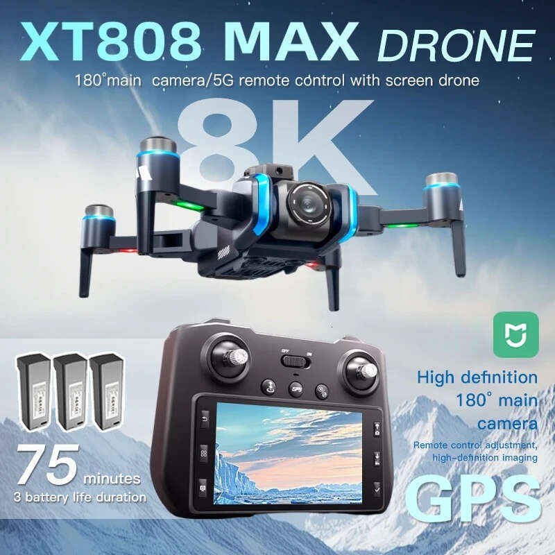 Drone Xt808gps 4K Professional HD Dual Camera 8K Dron Brushless Motor 5G WIFI FPV Foldable RC Quadcopter Helicopter Technology