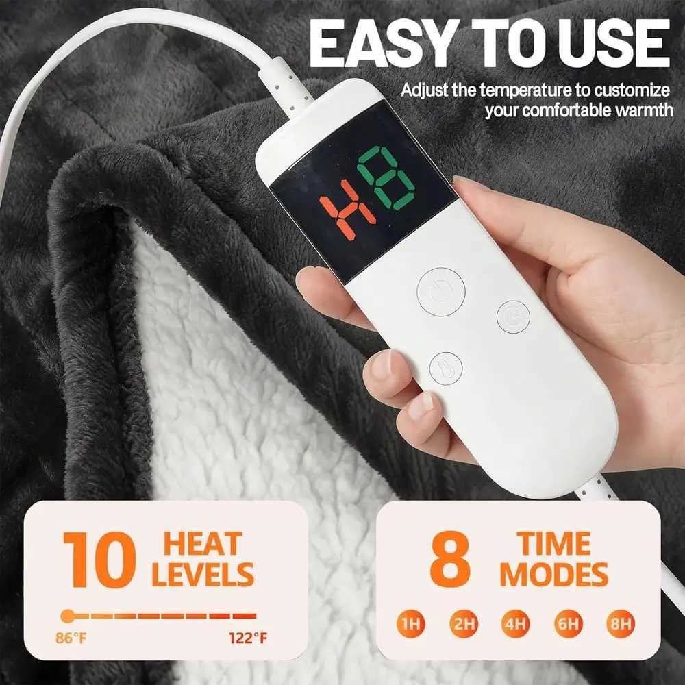 Wearable Electric Blanket with Sleeves Foot Pocket 8-Hour Auto-Off 10 Heating Levels Machine Washable 52x7218 Ideal Gift Y251212