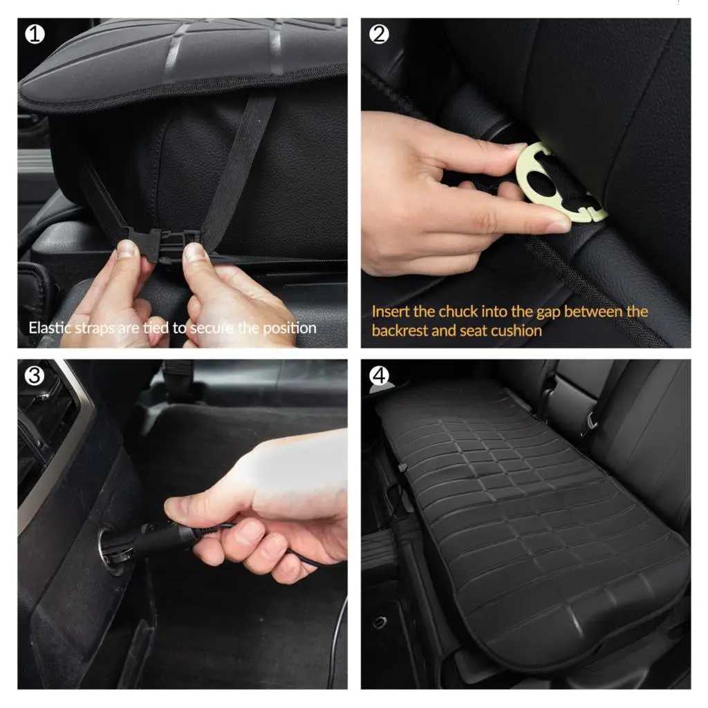 Car 2nd Row Heated Rear Seat Cover Cushion Warmer Pad 12V 24V Universal Winter Warming Heater Protector Accessories Y251212