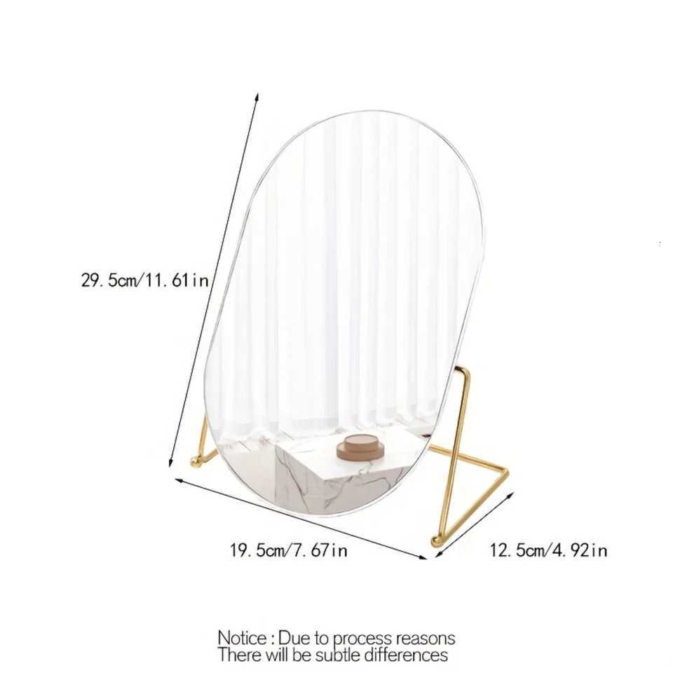 1pc Luxury Oval Makeup Mirror With Stand Rotatable High-Definition Vanity Mirror Bedroom Tabletop DecorT251213