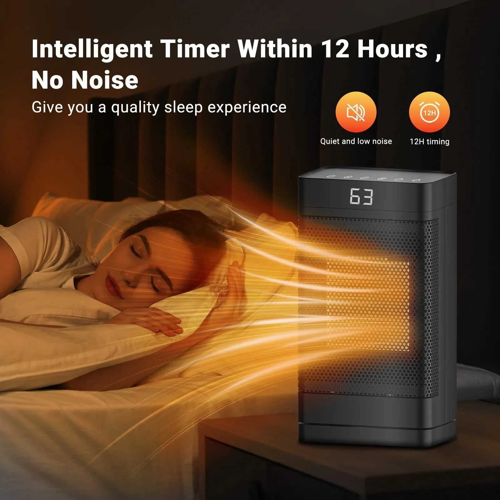 Space Heater 1500W PTC Fast Portable Electric Heater with 70 Oscillation Timer for Bedroom Y251213