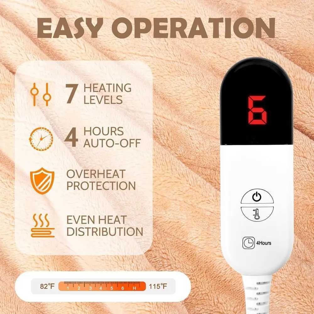 Heated Wearable Blanket with Foot Pocket Electric Blanket with Sleeves Flannel Sherpa Throw 7 Heat and 4 Timer Settings 52 Y251212