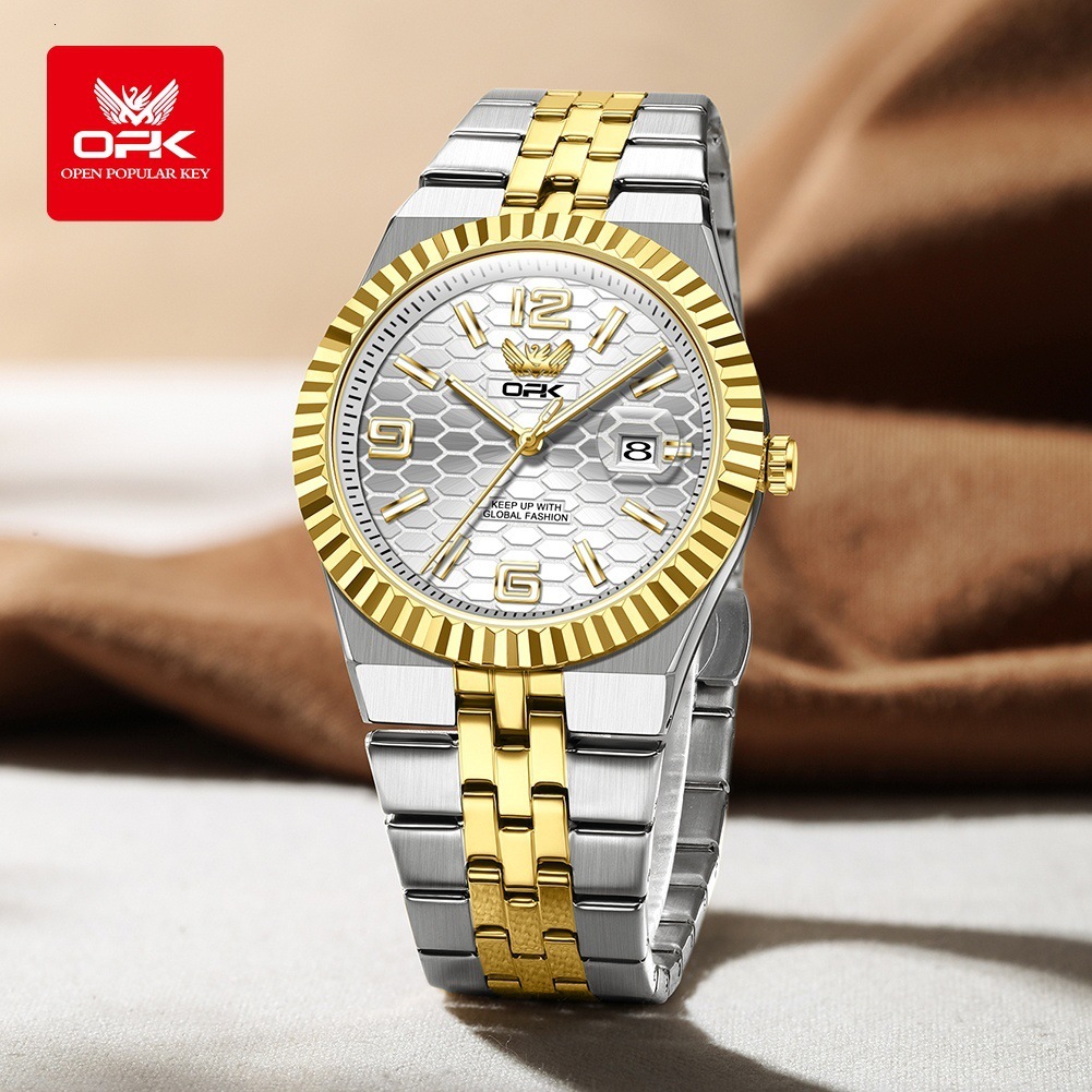 The New OPK Designer Men's Watch Features A Simple, Fashionable And Elegant Quartz Watch And A Calendar Luminous Waterproof Men's Watch